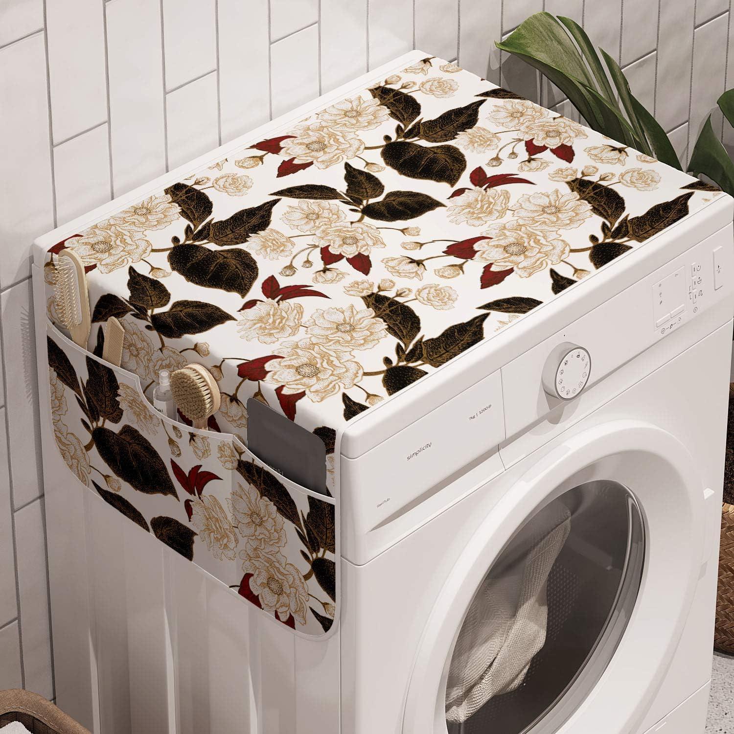 imageAmbesonne Romantic Microwave Oven Cover Valentines Day Style Rose Composition Love in Pastel Colors Water Resistant Organizer with Pockets for Kitchen 36 x 12 Aqua Dark Coral BeigeDark Brown Burgundy