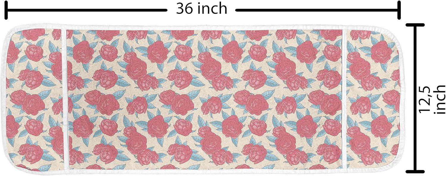 imageAmbesonne Romantic Microwave Oven Cover Valentines Day Style Rose Composition Love in Pastel Colors Water Resistant Organizer with Pockets for Kitchen 36 x 12 Aqua Dark Coral BeigeAqua Dark Coral Beige