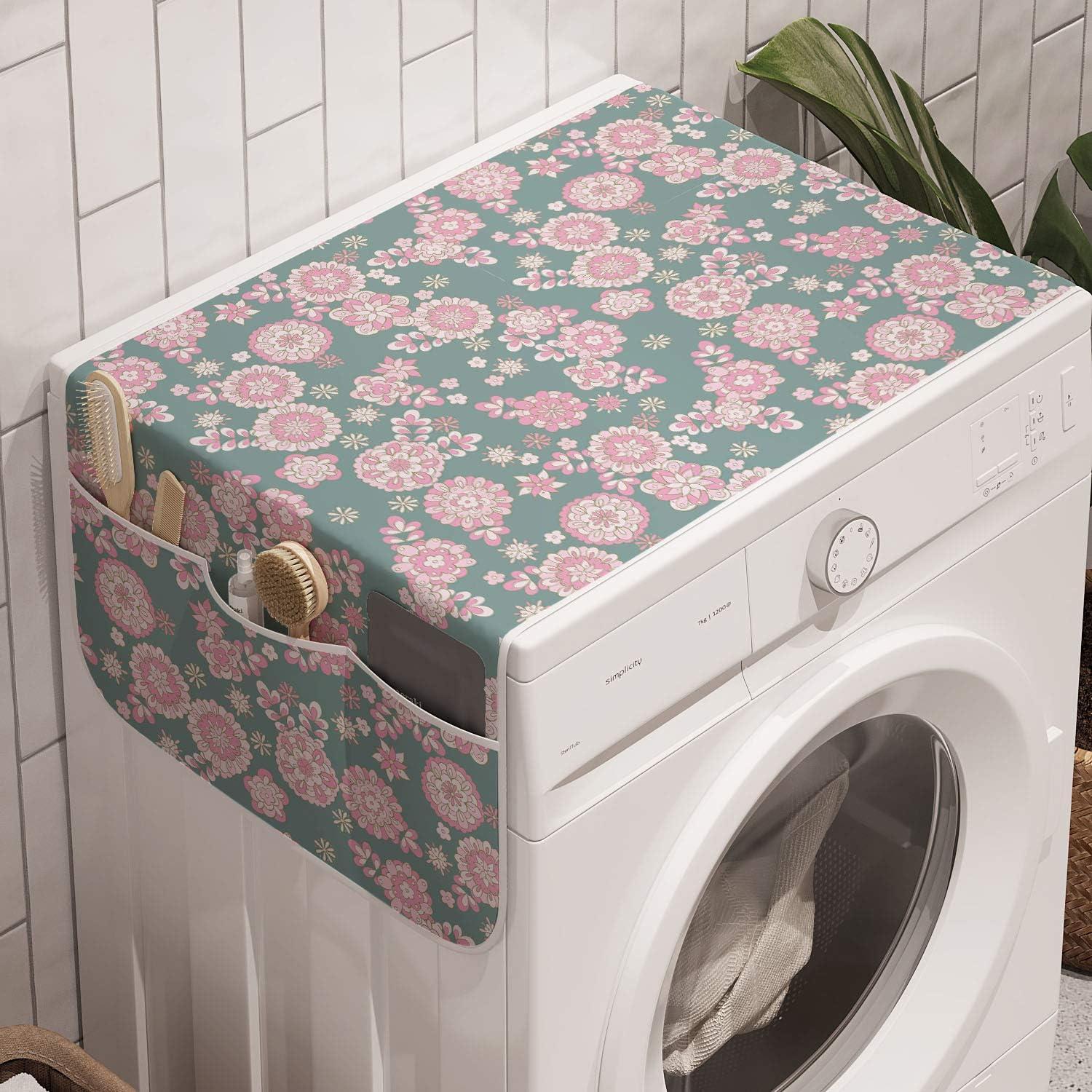 imageAmbesonne Romantic Microwave Oven Cover Valentines Day Style Rose Composition Love in Pastel Colors Water Resistant Organizer with Pockets for Kitchen 36 x 12 Aqua Dark Coral BeigeSlate Blue Pale Pink