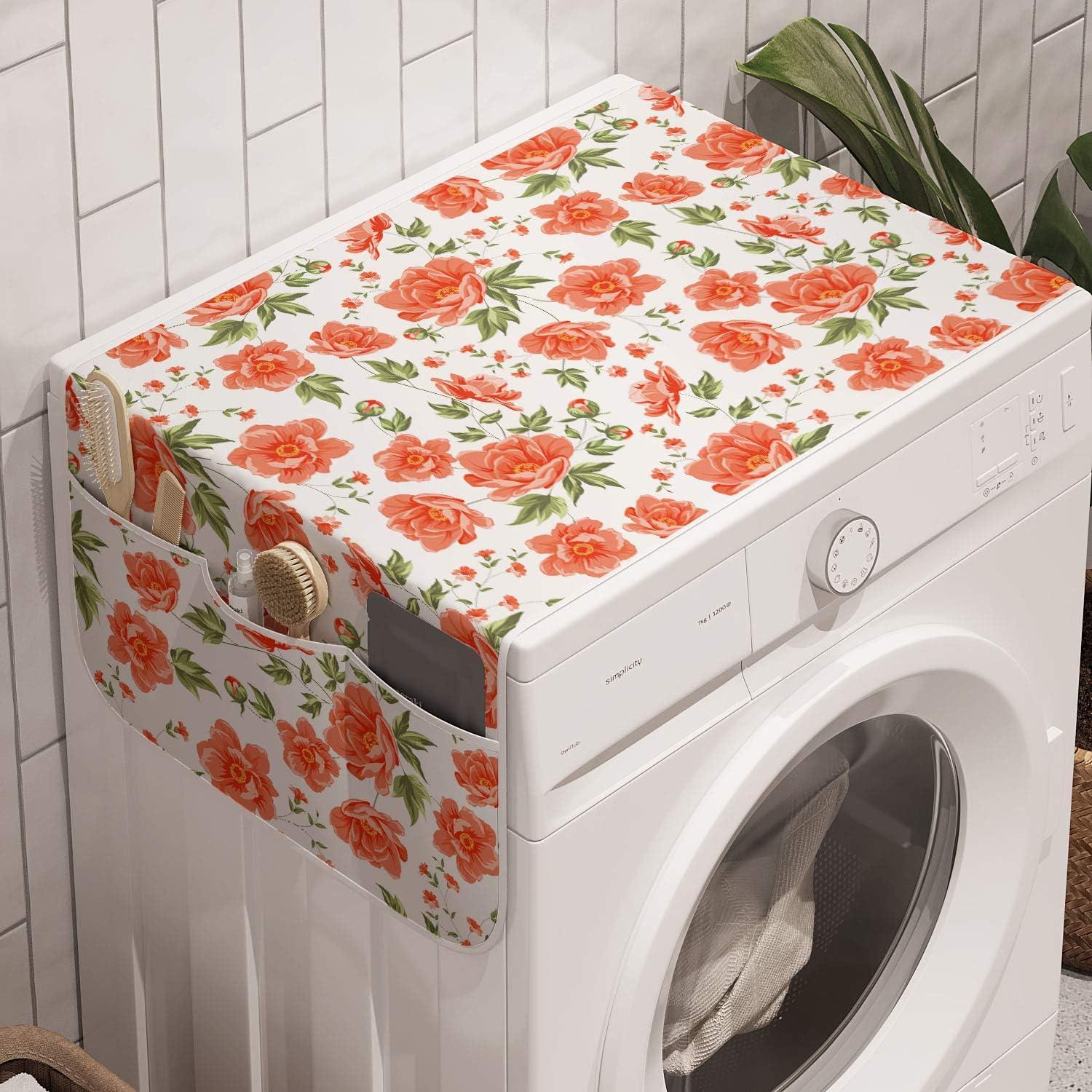 imageAmbesonne Romantic Microwave Oven Cover Valentines Day Style Rose Composition Love in Pastel Colors Water Resistant Organizer with Pockets for Kitchen 36 x 12 Aqua Dark Coral BeigeReseda Green Salmon