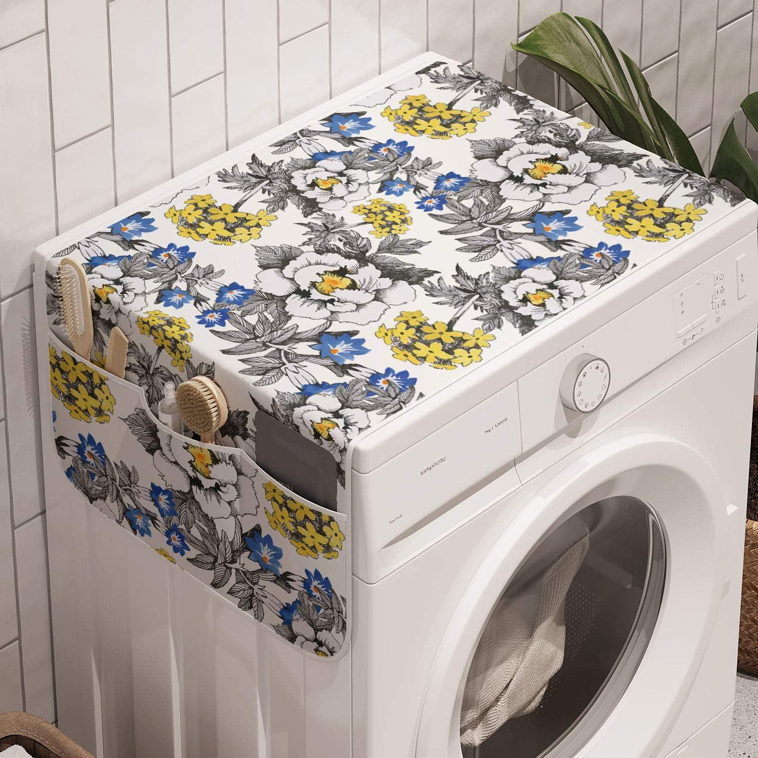 imageAmbesonne Romantic Microwave Oven Cover Valentines Day Style Rose Composition Love in Pastel Colors Water Resistant Organizer with Pockets for Kitchen 36 x 12 Aqua Dark Coral BeigeDark Grey Yellow