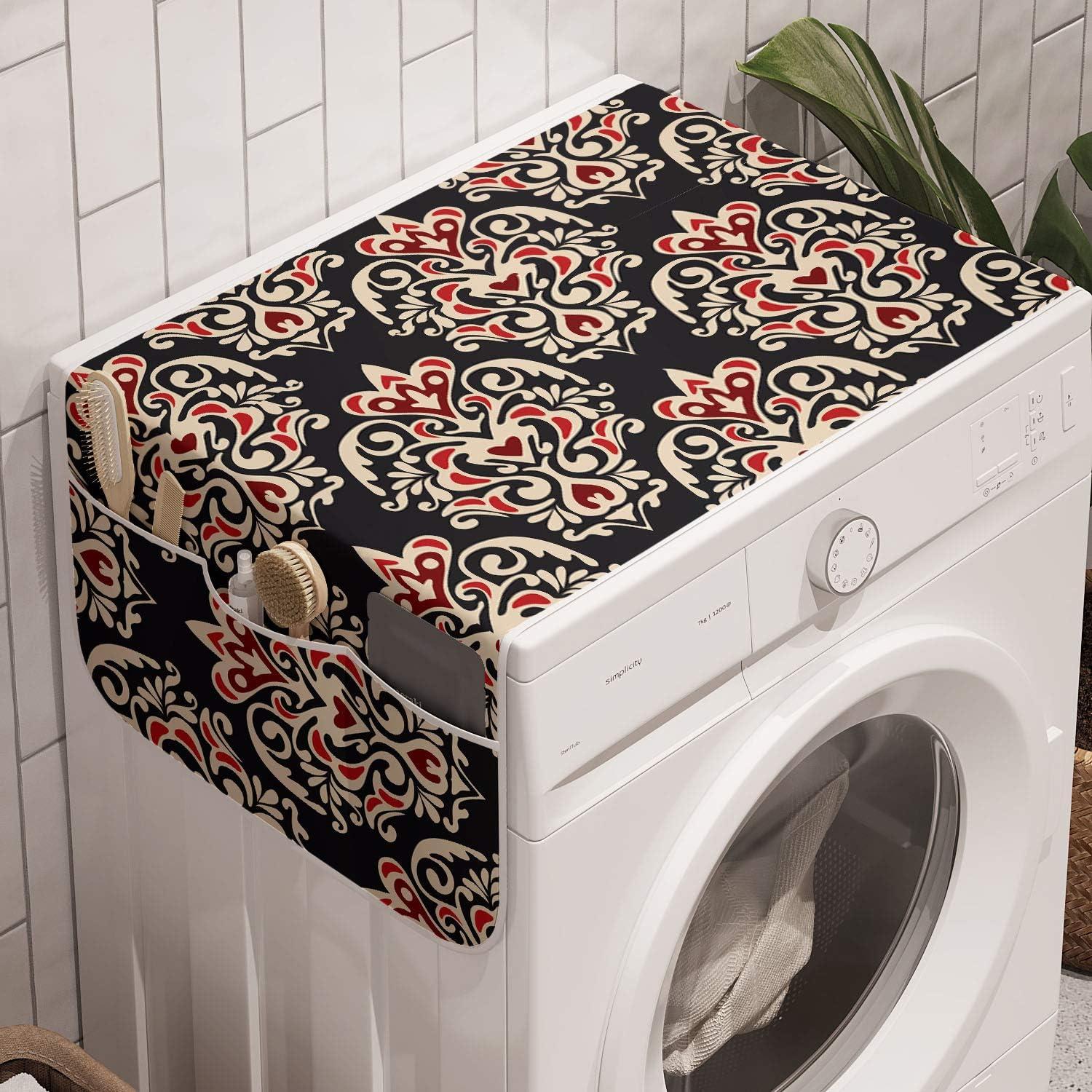 imageAmbesonne Romantic Microwave Oven Cover Valentines Day Style Rose Composition Love in Pastel Colors Water Resistant Organizer with Pockets for Kitchen 36 x 12 Aqua Dark Coral BeigeBlack Cream Red