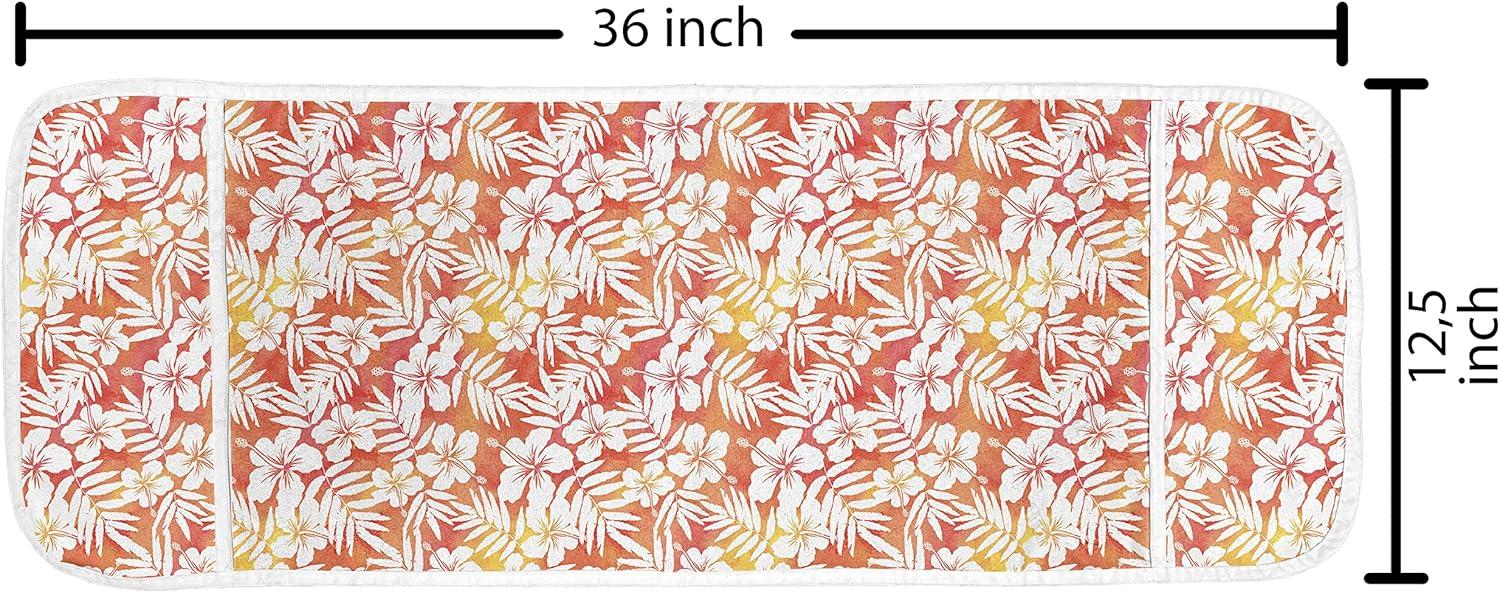 imageAmbesonne Rose Microwave Oven Cover Valentines Day Retro Style Petals with Leaves Ornamental Growth Pattern Water Resistant Organizer with Pockets for Kitchen 36 x 12 Ruby Hunter Green BlackYellow Coral White