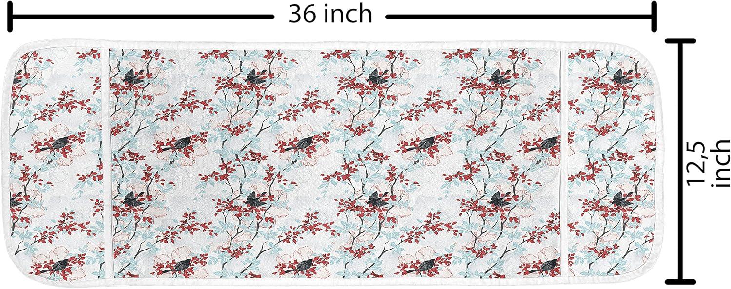 imageAmbesonne Rose Microwave Oven Cover Valentines Day Retro Style Petals with Leaves Ornamental Growth Pattern Water Resistant Organizer with Pockets for Kitchen 36 x 12 Ruby Hunter Green BlackPale Blue Red White