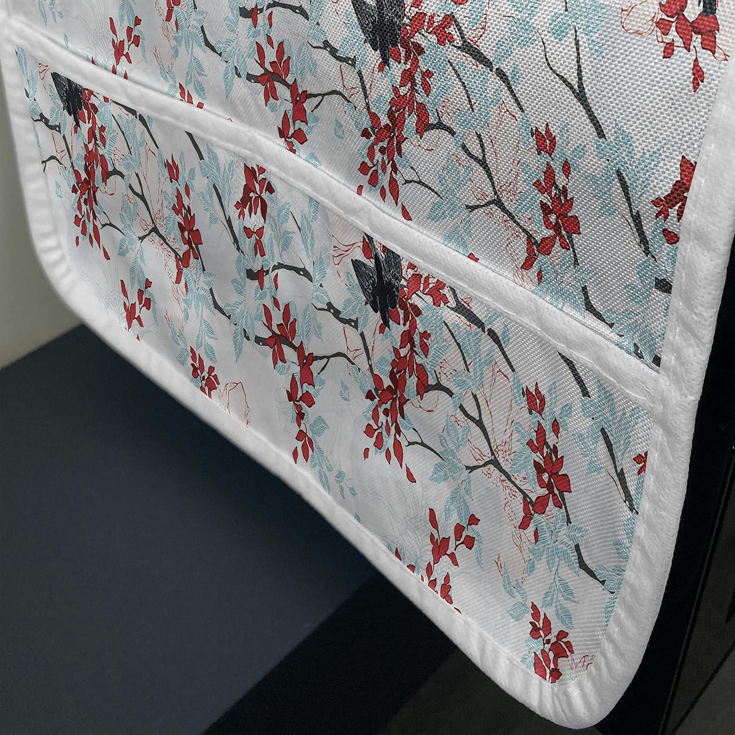 imageAmbesonne Rose Microwave Oven Cover Valentines Day Retro Style Petals with Leaves Ornamental Growth Pattern Water Resistant Organizer with Pockets for Kitchen 36 x 12 Ruby Hunter Green BlackPale Blue Red White