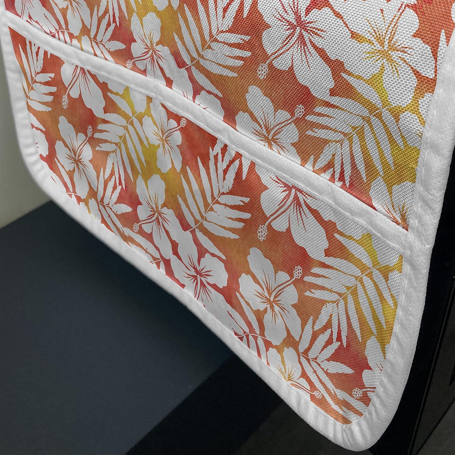 imageAmbesonne Rose Microwave Oven Cover Valentines Day Retro Style Petals with Leaves Ornamental Growth Pattern Water Resistant Organizer with Pockets for Kitchen 36 x 12 Ruby Hunter Green BlackYellow Coral White