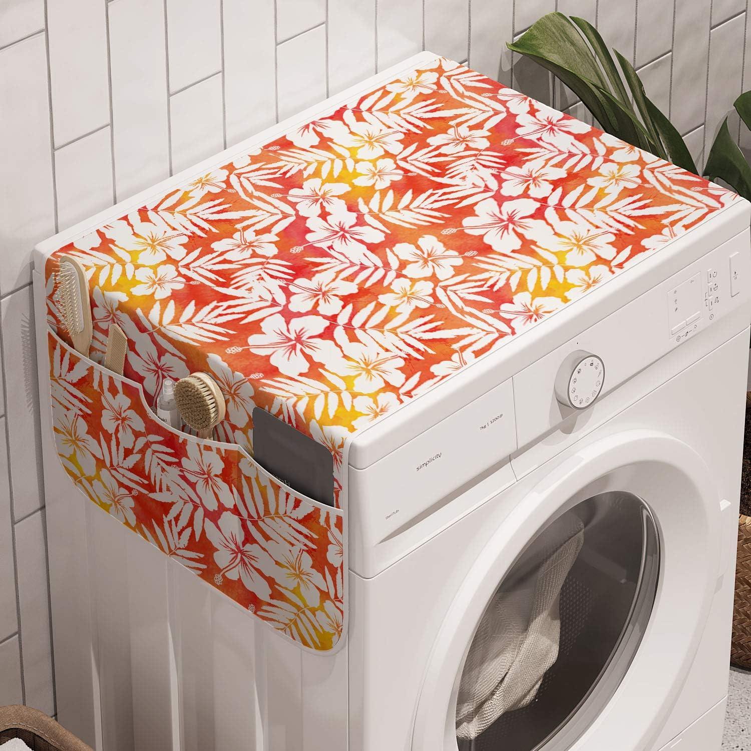 imageAmbesonne Rose Microwave Oven Cover Valentines Day Retro Style Petals with Leaves Ornamental Growth Pattern Water Resistant Organizer with Pockets for Kitchen 36 x 12 Ruby Hunter Green BlackYellow Coral White