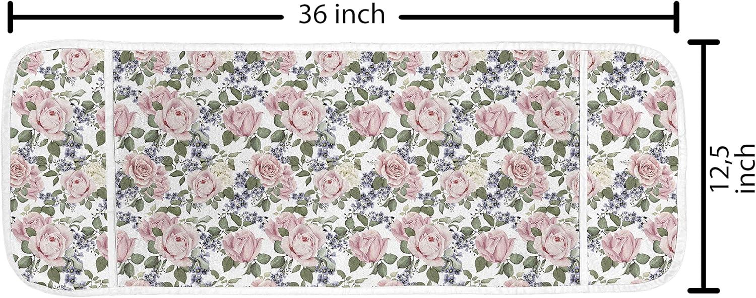 imageAmbesonne Rose Microwave Oven Cover Valentines Day Retro Style Petals with Leaves Ornamental Growth Pattern Water Resistant Organizer with Pockets for Kitchen 36 x 12 Ruby Hunter Green BlackPale Pink Green Bluegrey