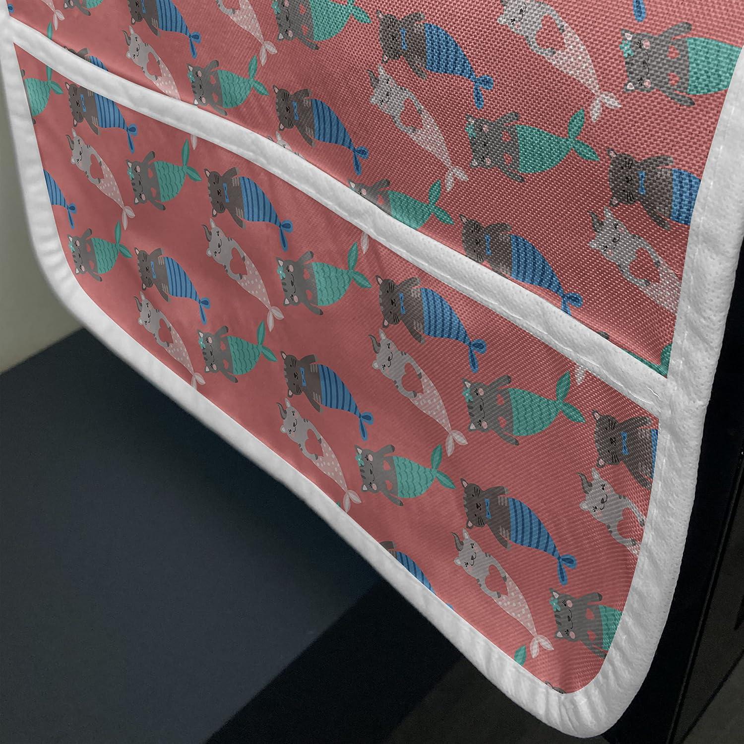 imageAmbesonne Roses Microwave Oven Cover Flowers Petals and Buds on Plain Backdrop Valentines Day Themed Print Water Resistant Organizer with Pockets for Kitchen 36 x 12 Vermilion Emerald WhiteDark Coral Multicolour