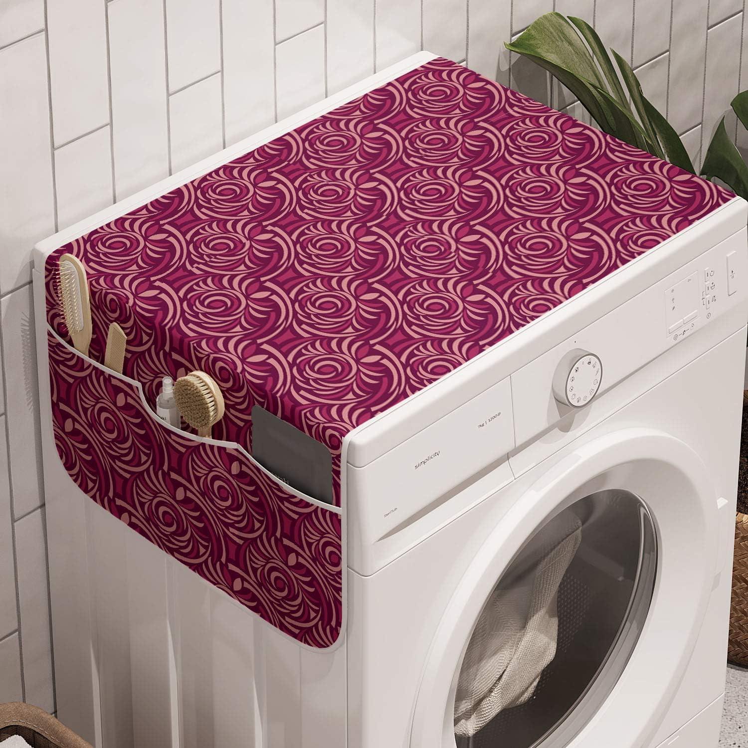 imageAmbesonne Roses Microwave Oven Cover Flowers Petals and Buds on Plain Backdrop Valentines Day Themed Print Water Resistant Organizer with Pockets for Kitchen 36 x 12 Vermilion Emerald WhiteDark Magenta Plum