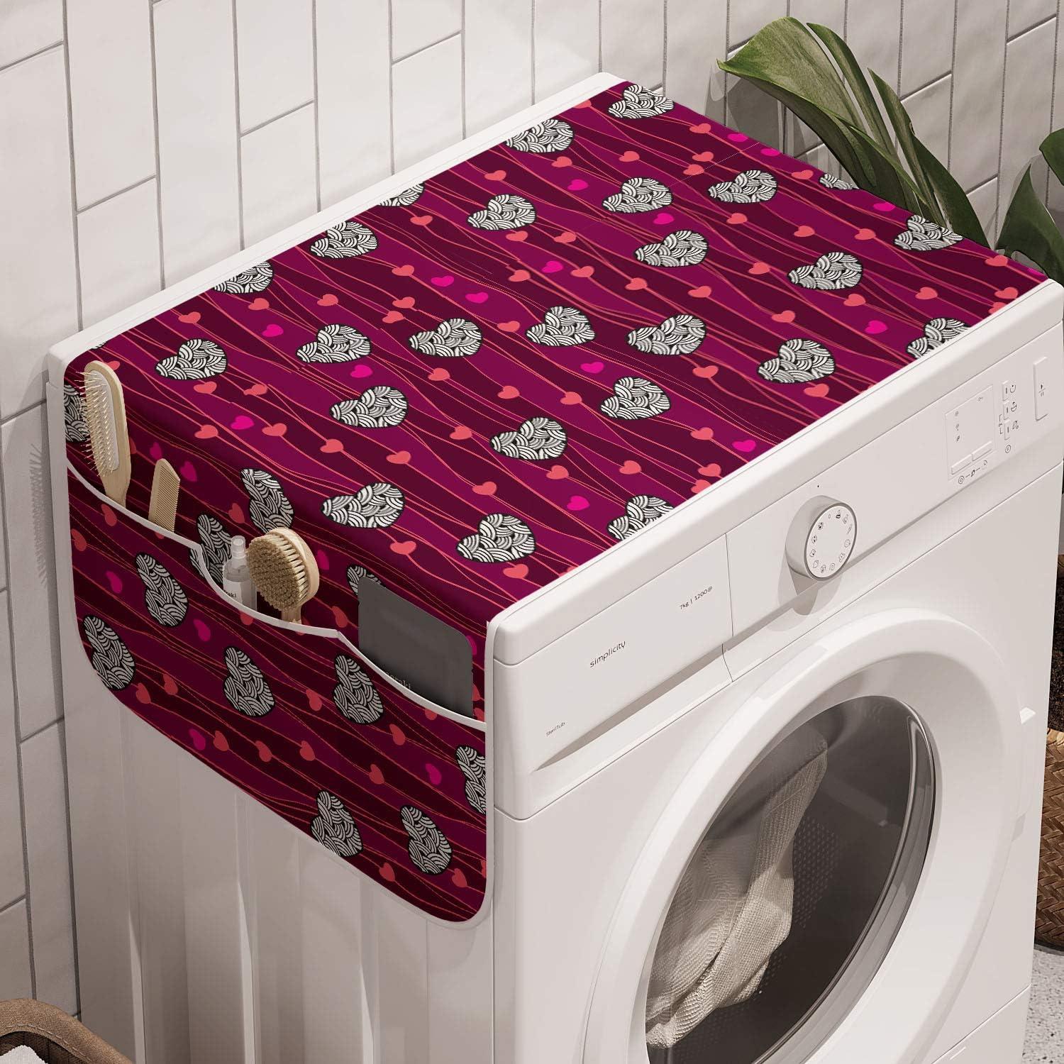 imageAmbesonne Roses Microwave Oven Cover Flowers Petals and Buds on Plain Backdrop Valentines Day Themed Print Water Resistant Organizer with Pockets for Kitchen 36 x 12 Vermilion Emerald WhiteMagenta Raspberry White