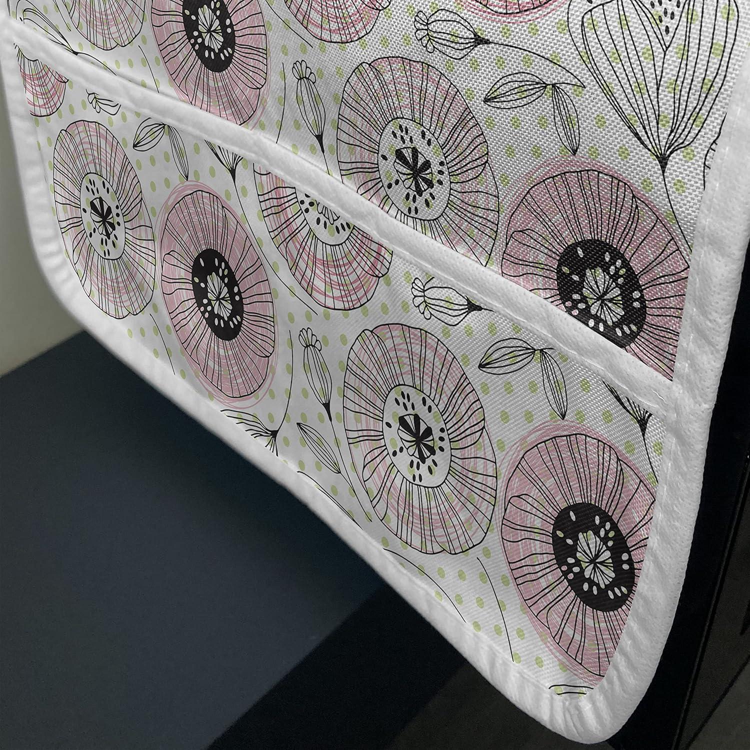 imageAmbesonne Roses Microwave Oven Cover Flowers Petals and Buds on Plain Backdrop Valentines Day Themed Print Water Resistant Organizer with Pockets for Kitchen 36 x 12 Vermilion Emerald WhitePale Green Pastel Pink