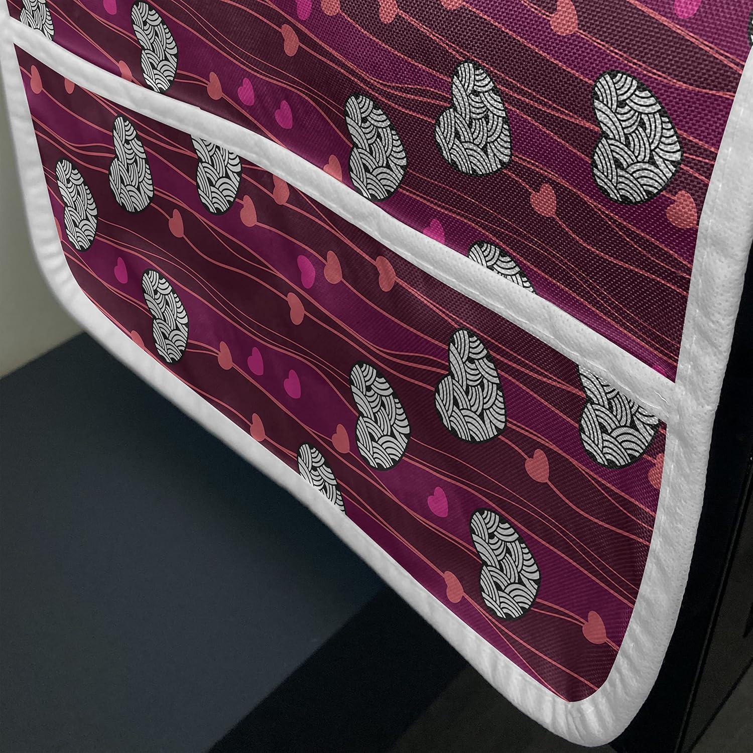 imageAmbesonne Roses Microwave Oven Cover Flowers Petals and Buds on Plain Backdrop Valentines Day Themed Print Water Resistant Organizer with Pockets for Kitchen 36 x 12 Vermilion Emerald WhiteMagenta Raspberry White