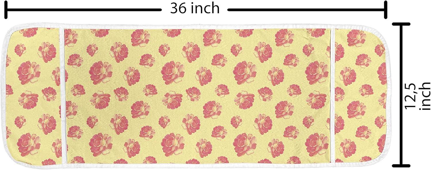 imageAmbesonne Roses Microwave Oven Cover Flowers Petals and Buds on Plain Backdrop Valentines Day Themed Print Water Resistant Organizer with Pockets for Kitchen 36 x 12 Vermilion Emerald WhitePastel Yellow and Coral
