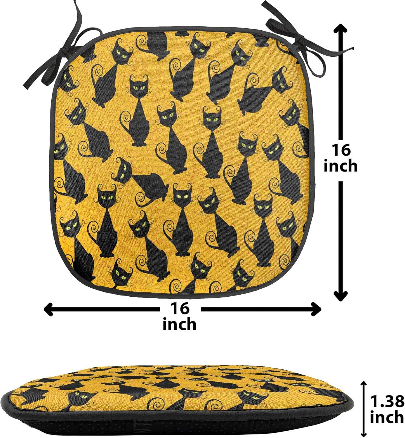 imageAmbesonne Teal Chair Seating Cushion Set of 6 Crystal Hearts and Gemstone Valentines Day Celebrating Romantic Print AntiSlip Seat Padding for Kitchen amp Patio 16x16 Red Fuchsia TealBlack Orange