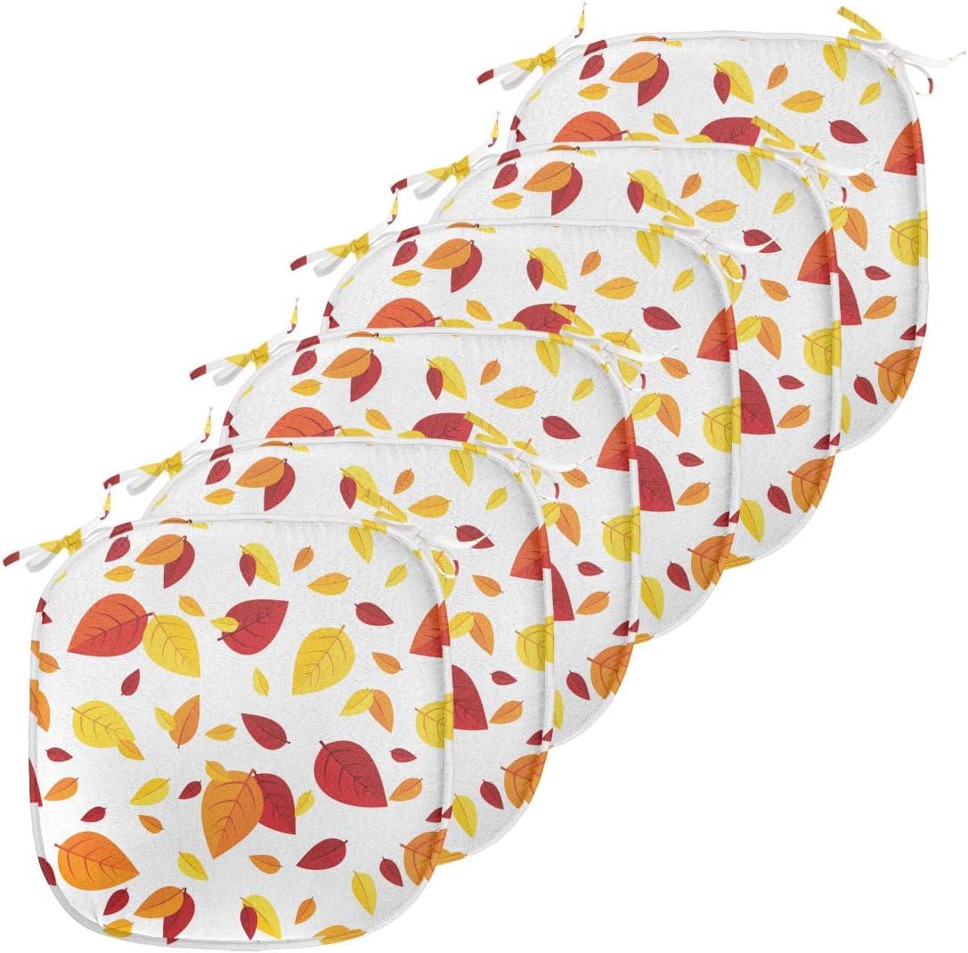 imageAmbesonne Teal Chair Seating Cushion Set of 6 Crystal Hearts and Gemstone Valentines Day Celebrating Romantic Print AntiSlip Seat Padding for Kitchen amp Patio 16x16 Red Fuchsia TealRed Orange Yellow