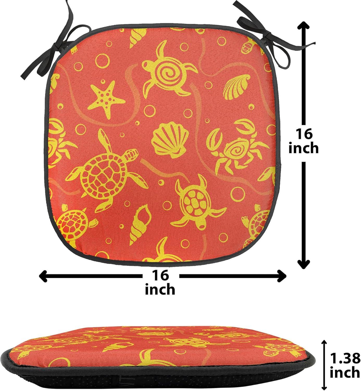 imageAmbesonne Teal Chair Seating Cushion Set of 6 Crystal Hearts and Gemstone Valentines Day Celebrating Romantic Print AntiSlip Seat Padding for Kitchen amp Patio 16x16 Red Fuchsia TealBurnt Orange Yellow
