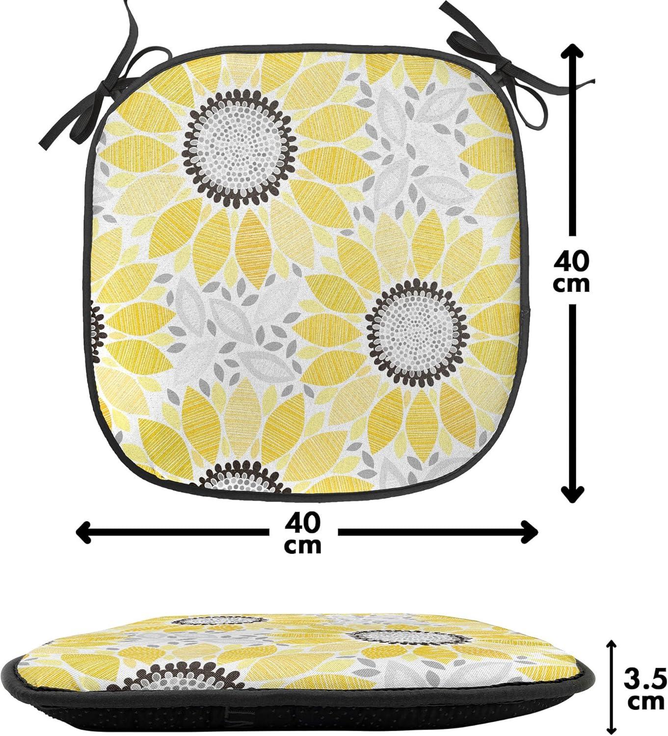 imageAmbesonne Teal Chair Seating Cushion Set of 6 Crystal Hearts and Gemstone Valentines Day Celebrating Romantic Print AntiSlip Seat Padding for Kitchen amp Patio 16x16 Red Fuchsia TealYellow Grey