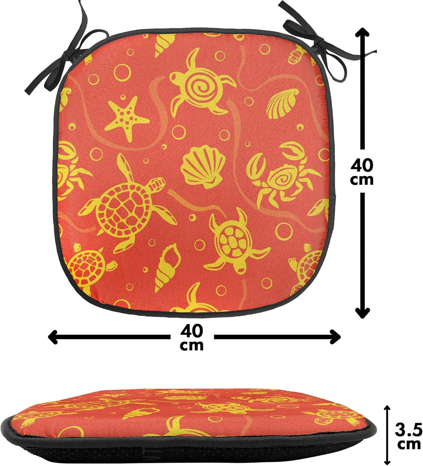 imageAmbesonne Teal Chair Seating Cushion Set of 6 Crystal Hearts and Gemstone Valentines Day Celebrating Romantic Print AntiSlip Seat Padding for Kitchen amp Patio 16x16 Red Fuchsia TealBurnt Orange Yellow