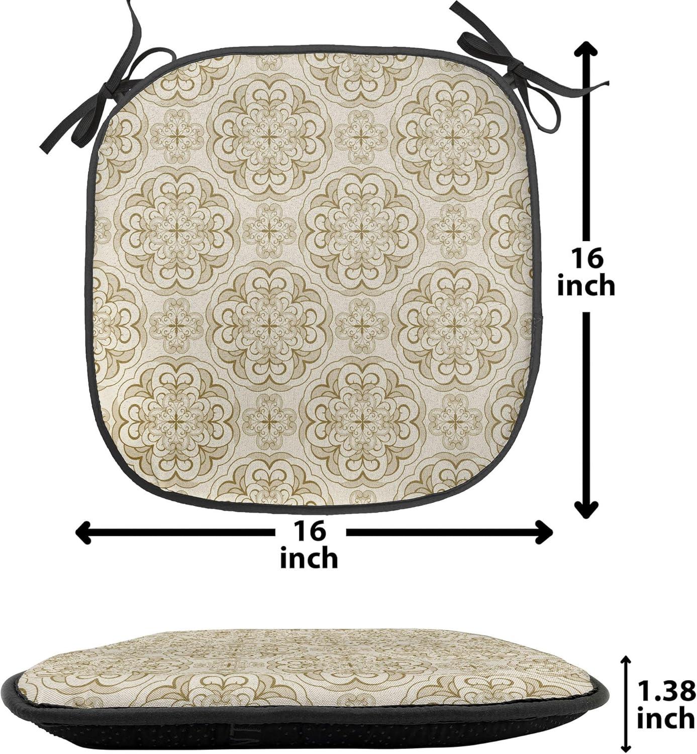 imageAmbesonne Teal Chair Seating Cushion Set of 6 Crystal Hearts and Gemstone Valentines Day Celebrating Romantic Print AntiSlip Seat Padding for Kitchen amp Patio 16x16 Red Fuchsia TealEcru Beige
