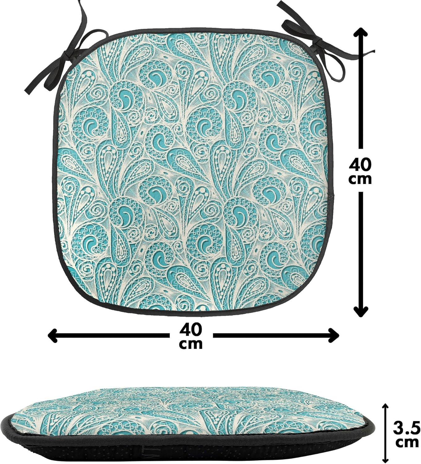 imageAmbesonne Teal Chair Seating Cushion Set of 6 Crystal Hearts and Gemstone Valentines Day Celebrating Romantic Print AntiSlip Seat Padding for Kitchen amp Patio 16x16 Red Fuchsia TealTeal Beige