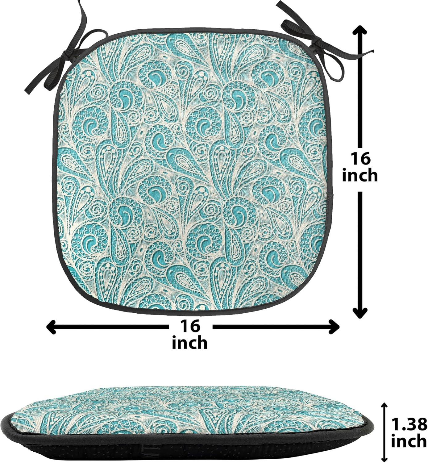 imageAmbesonne Teal Chair Seating Cushion Set of 6 Crystal Hearts and Gemstone Valentines Day Celebrating Romantic Print AntiSlip Seat Padding for Kitchen amp Patio 16x16 Red Fuchsia TealTeal Beige