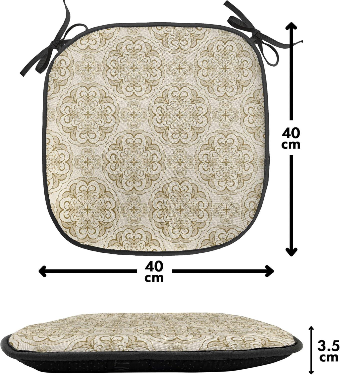 imageAmbesonne Teal Chair Seating Cushion Set of 6 Crystal Hearts and Gemstone Valentines Day Celebrating Romantic Print AntiSlip Seat Padding for Kitchen amp Patio 16x16 Red Fuchsia TealEcru Beige