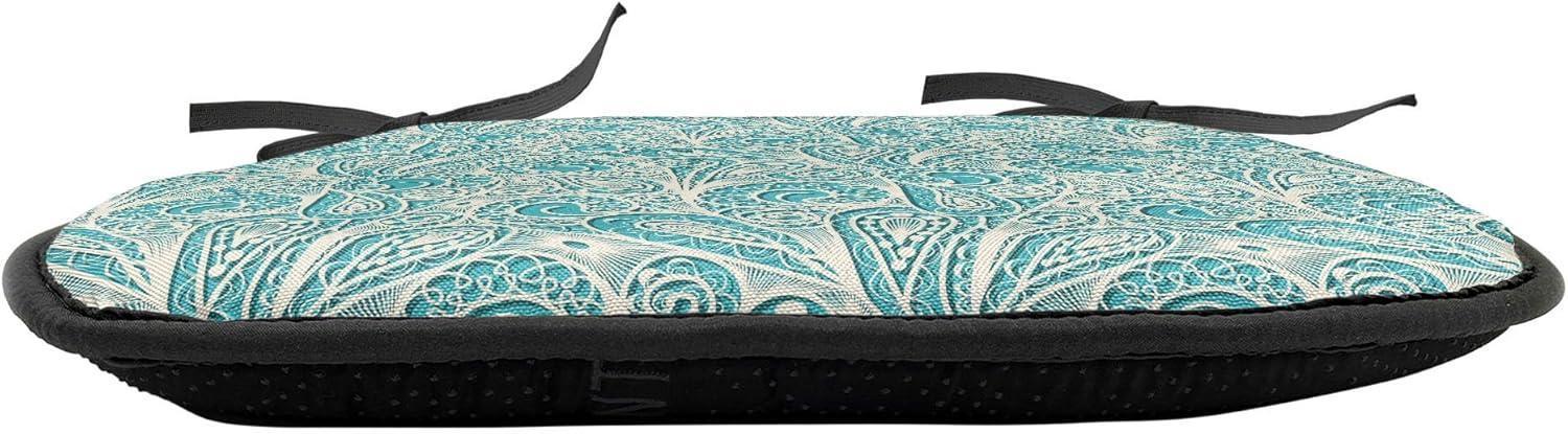 imageAmbesonne Teal Chair Seating Cushion Set of 6 Crystal Hearts and Gemstone Valentines Day Celebrating Romantic Print AntiSlip Seat Padding for Kitchen amp Patio 16x16 Red Fuchsia TealTeal Beige