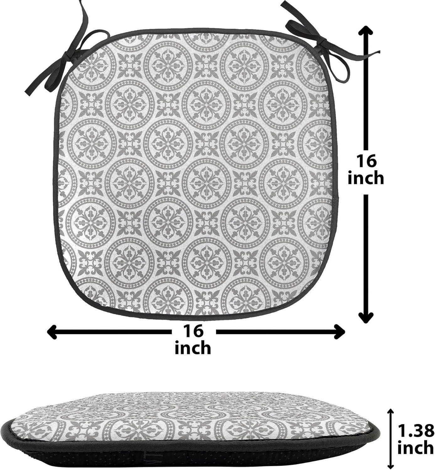 imageAmbesonne Teal Chair Seating Cushion Set of 6 Crystal Hearts and Gemstone Valentines Day Celebrating Romantic Print AntiSlip Seat Padding for Kitchen amp Patio 16x16 Red Fuchsia TealGrey White