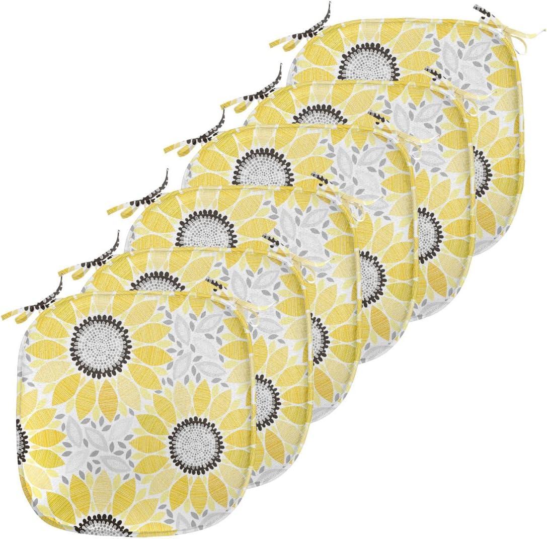 imageAmbesonne Teal Chair Seating Cushion Set of 6 Crystal Hearts and Gemstone Valentines Day Celebrating Romantic Print AntiSlip Seat Padding for Kitchen amp Patio 16x16 Red Fuchsia TealYellow Grey
