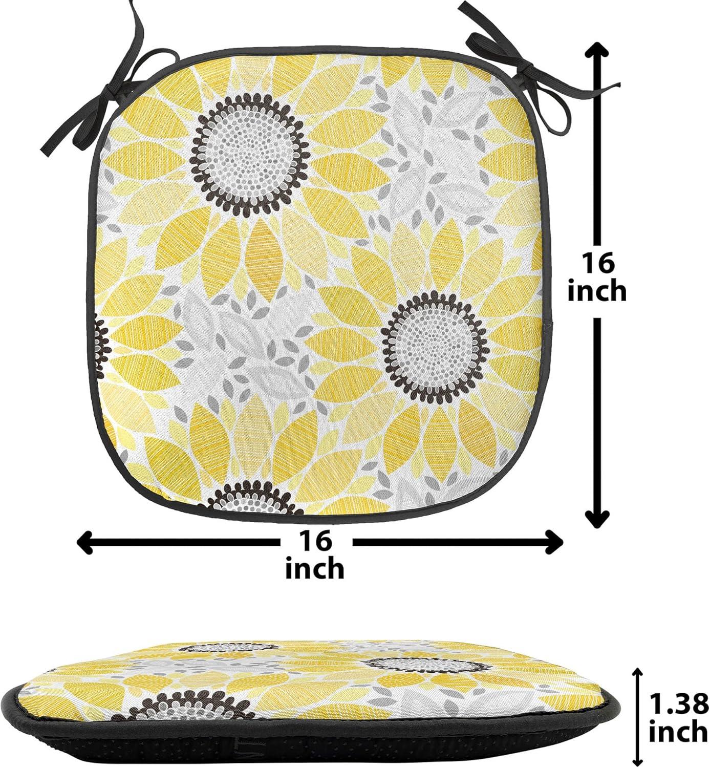 imageAmbesonne Teal Chair Seating Cushion Set of 6 Crystal Hearts and Gemstone Valentines Day Celebrating Romantic Print AntiSlip Seat Padding for Kitchen amp Patio 16x16 Red Fuchsia TealYellow Grey
