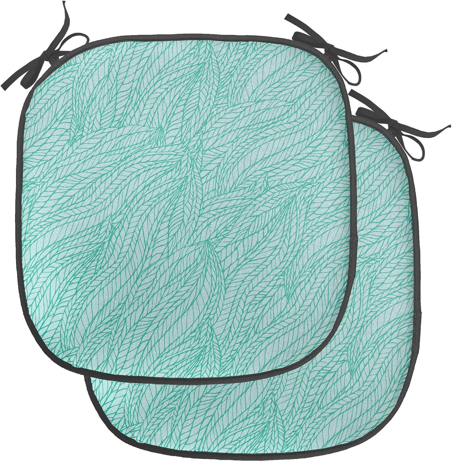 imageAmbesonne Teal Chair Seating Cushion Set of 6 Crystal Hearts and Gemstone Valentines Day Celebrating Romantic Print AntiSlip Seat Padding for Kitchen amp Patio 16x16 Red Fuchsia TealGreen