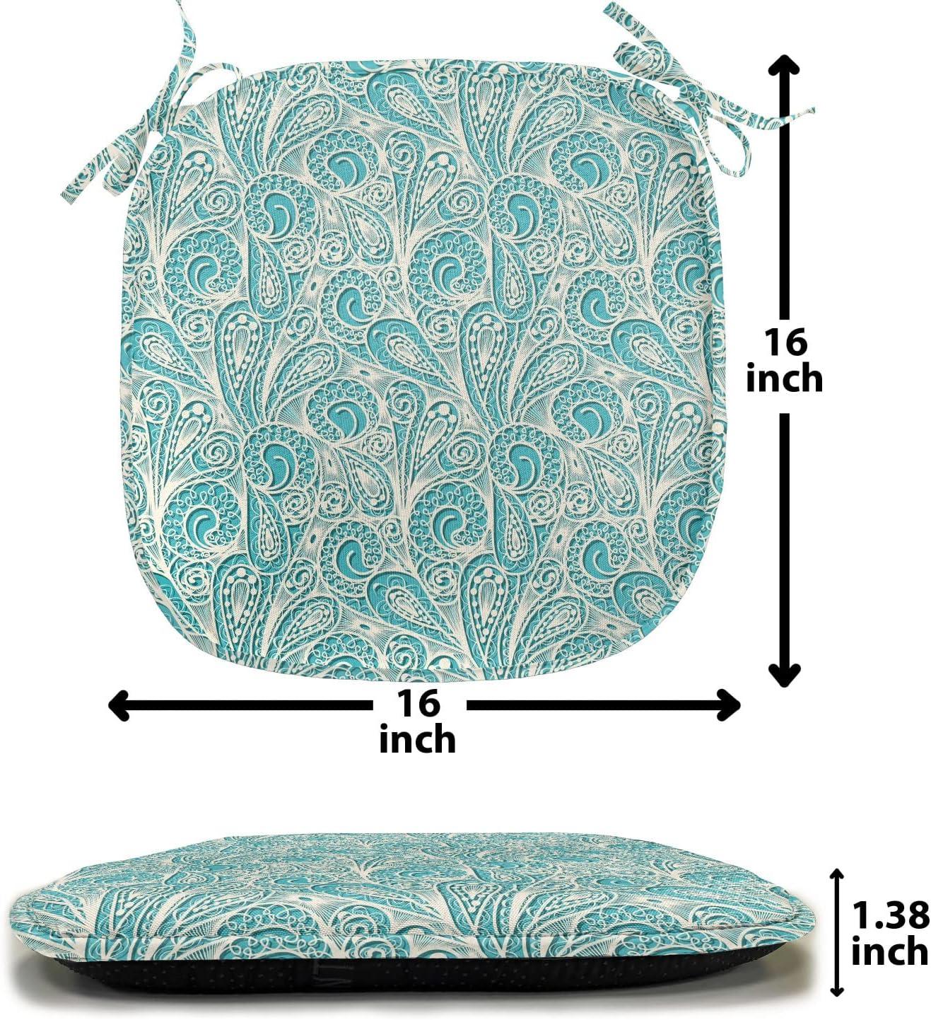 imageAmbesonne Teal Chair Seating Cushion Set of 6 Crystal Hearts and Gemstone Valentines Day Celebrating Romantic Print AntiSlip Seat Padding for Kitchen amp Patio 16x16 Red Fuchsia TealTeal Beige
