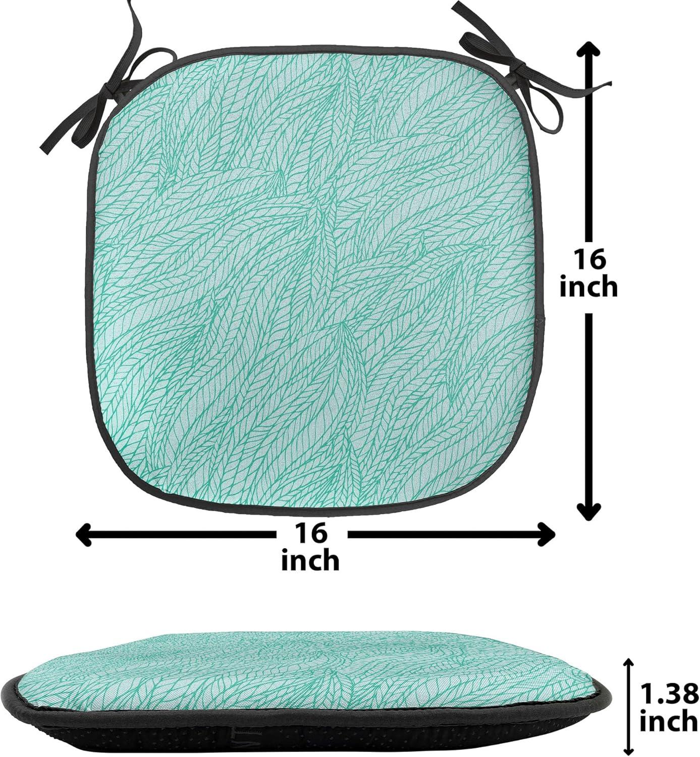 imageAmbesonne Teal Chair Seating Cushion Set of 6 Crystal Hearts and Gemstone Valentines Day Celebrating Romantic Print AntiSlip Seat Padding for Kitchen amp Patio 16x16 Red Fuchsia TealGreen