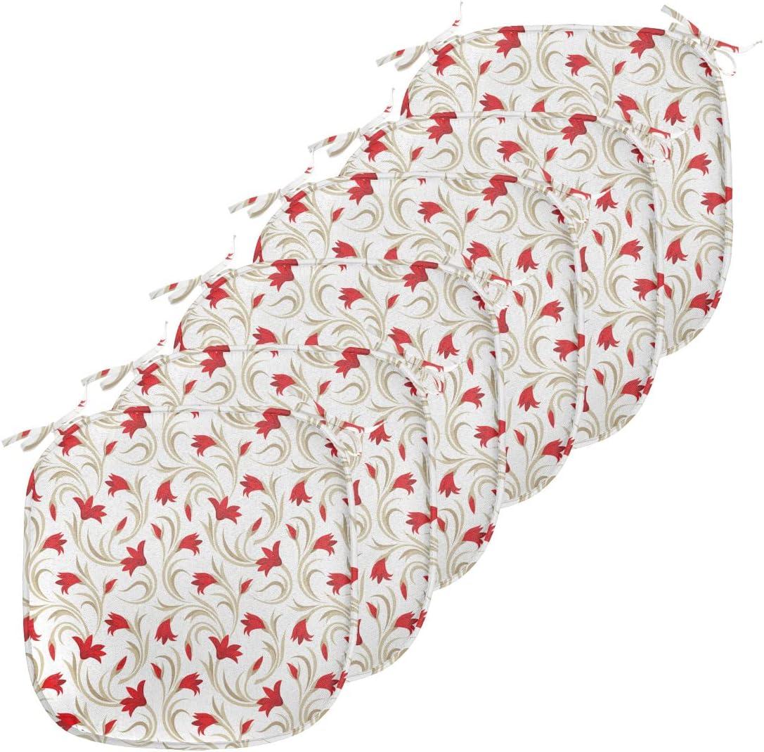 imageAmbesonne Valentines Chair Seating Cushion Set of 2 Arrows of Cupid Mythological Concepts Hearts with Love and Adoration Themes AntiSlip Seat Padding for Kitchen amp Patio 16x16 Black Red WhiteVermilion Beige