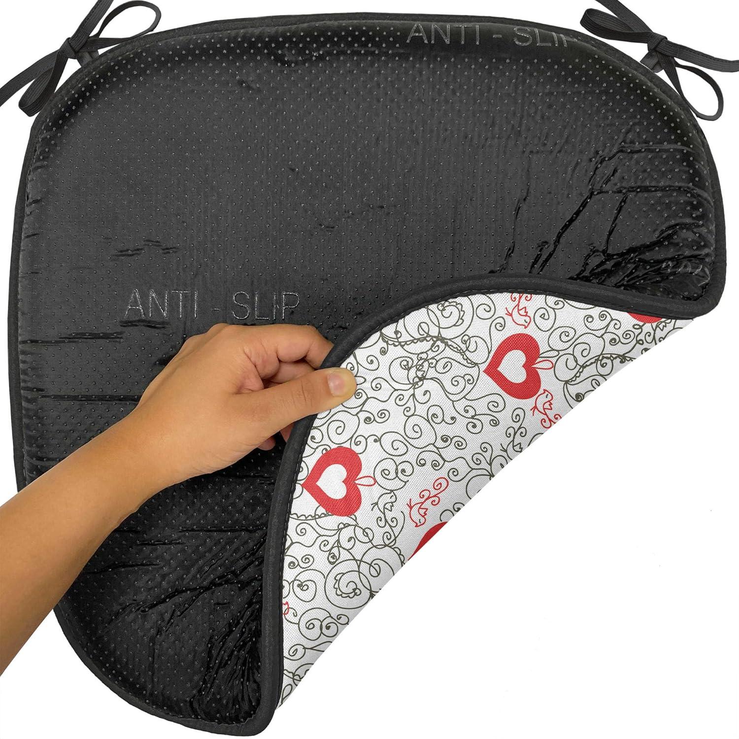 imageAmbesonne Valentines Chair Seating Cushion Set of 2 Arrows of Cupid Mythological Concepts Hearts with Love and Adoration Themes AntiSlip Seat Padding for Kitchen amp Patio 16x16 Black Red WhiteVermilion and Black