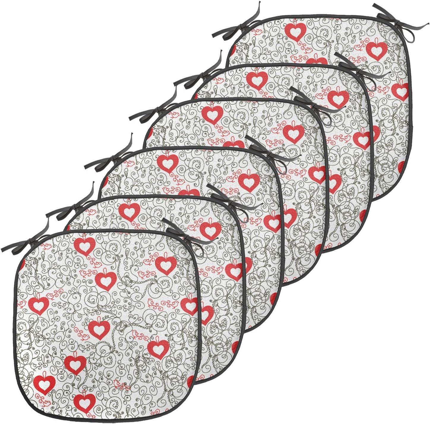imageAmbesonne Valentines Chair Seating Cushion Set of 2 Arrows of Cupid Mythological Concepts Hearts with Love and Adoration Themes AntiSlip Seat Padding for Kitchen amp Patio 16x16 Black Red WhiteVermilion and Black