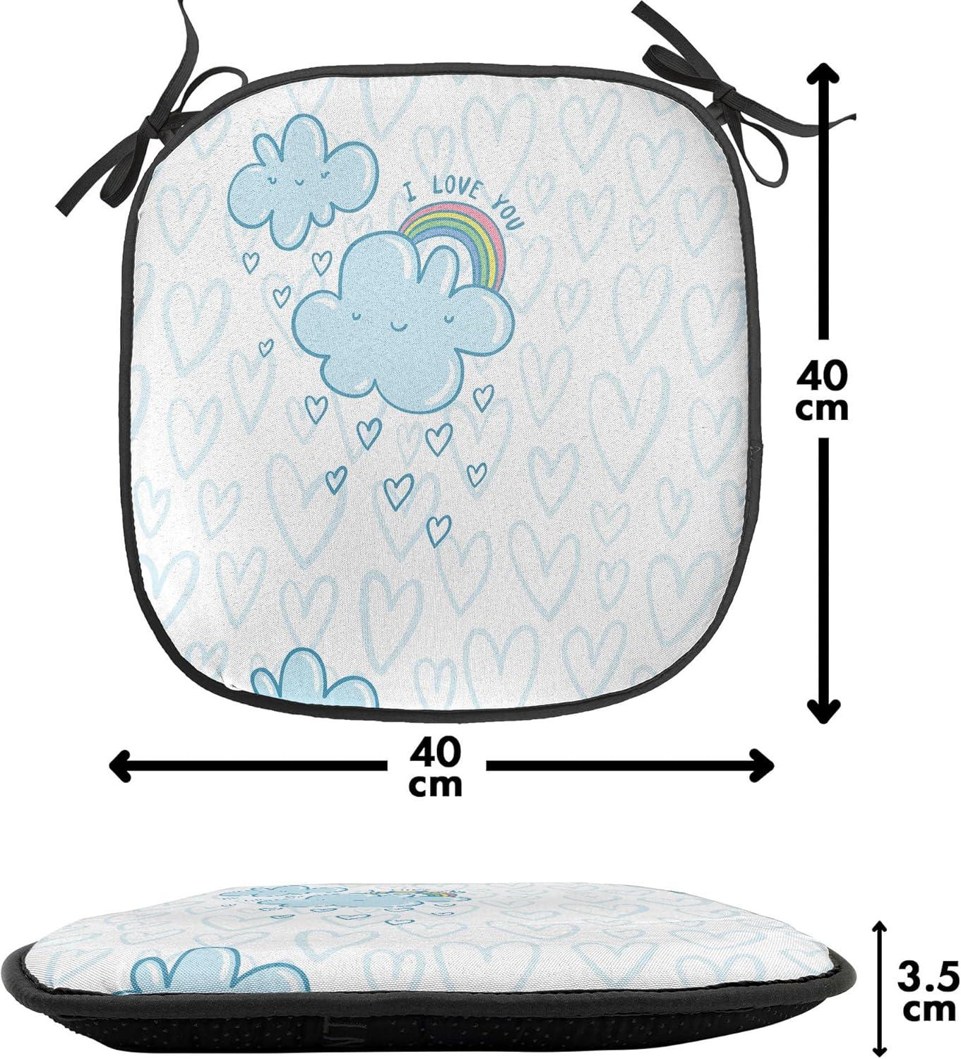 imageAmbesonne Valentines Chair Seating Cushion Set of 2 Arrows of Cupid Mythological Concepts Hearts with Love and Adoration Themes AntiSlip Seat Padding for Kitchen amp Patio 16x16 Black Red WhitePale Blue Multicolor