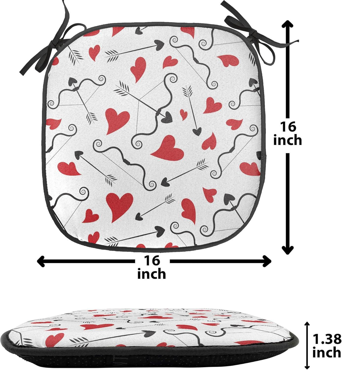 imageAmbesonne Valentines Chair Seating Cushion Set of 2 Arrows of Cupid Mythological Concepts Hearts with Love and Adoration Themes AntiSlip Seat Padding for Kitchen amp Patio 16x16 Black Red WhiteBlack Red White