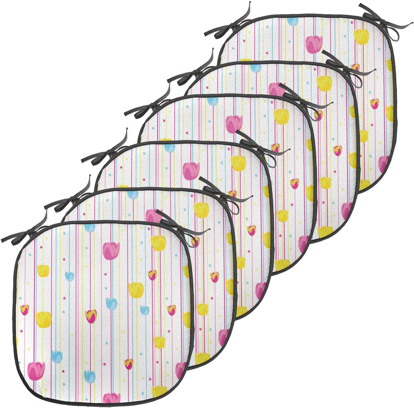 imageAmbesonne Valentines Chair Seating Cushion Set of 2 Arrows of Cupid Mythological Concepts Hearts with Love and Adoration Themes AntiSlip Seat Padding for Kitchen amp Patio 16x16 Black Red WhitePink Yellow Pale Blue