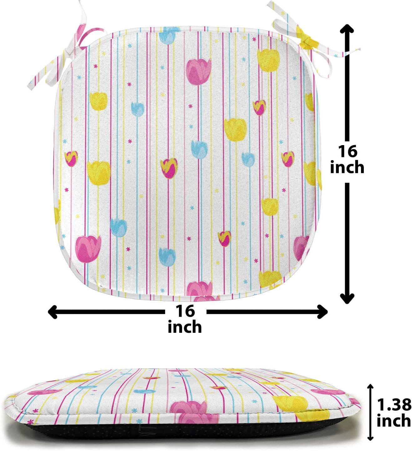 imageAmbesonne Valentines Chair Seating Cushion Set of 2 Arrows of Cupid Mythological Concepts Hearts with Love and Adoration Themes AntiSlip Seat Padding for Kitchen amp Patio 16x16 Black Red WhitePink Yellow Pale Blue