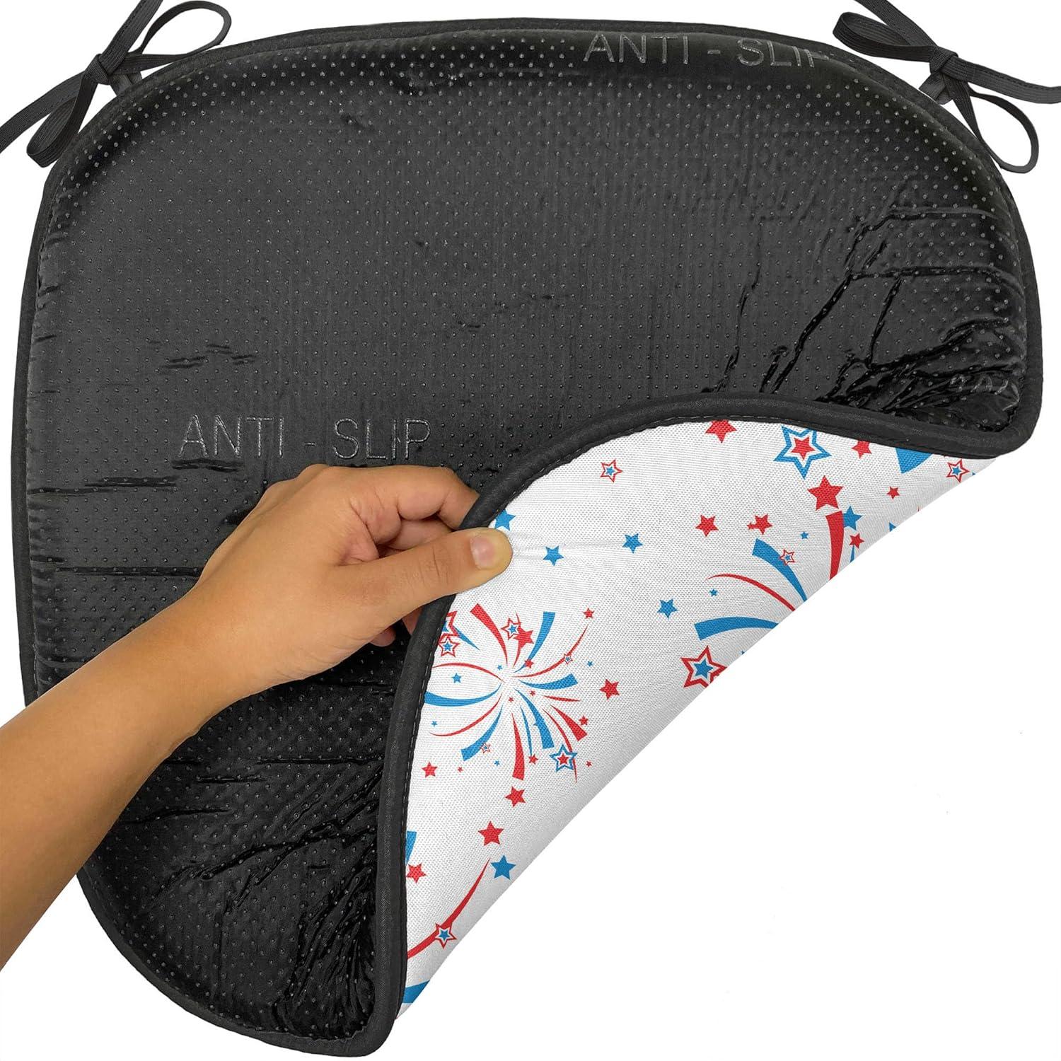 imageAmbesonne Valentines Chair Seating Cushion Set of 2 Arrows of Cupid Mythological Concepts Hearts with Love and Adoration Themes AntiSlip Seat Padding for Kitchen amp Patio 16x16 Black Red WhiteRed White Blue