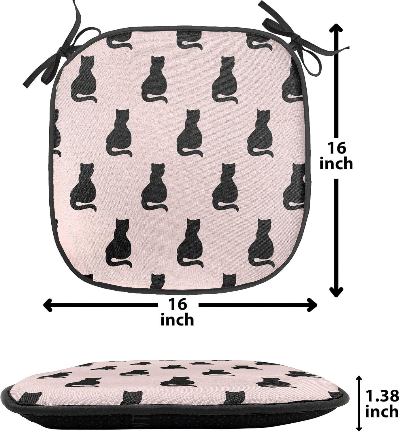 imageAmbesonne Valentines Chair Seating Cushion Set of 2 Arrows of Cupid Mythological Concepts Hearts with Love and Adoration Themes AntiSlip Seat Padding for Kitchen amp Patio 16x16 Black Red WhitePale Pink and Black