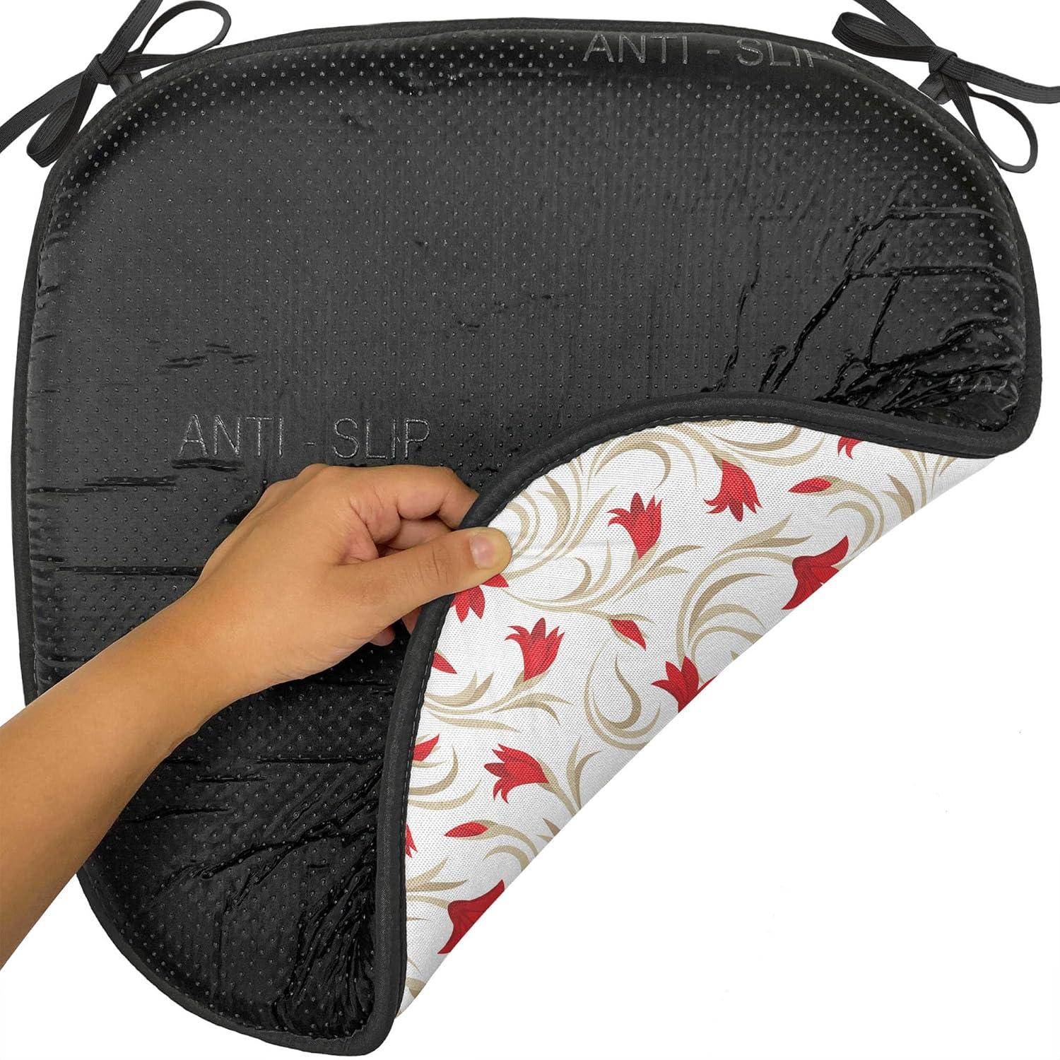 imageAmbesonne Valentines Chair Seating Cushion Set of 2 Arrows of Cupid Mythological Concepts Hearts with Love and Adoration Themes AntiSlip Seat Padding for Kitchen amp Patio 16x16 Black Red WhiteVermilion Beige