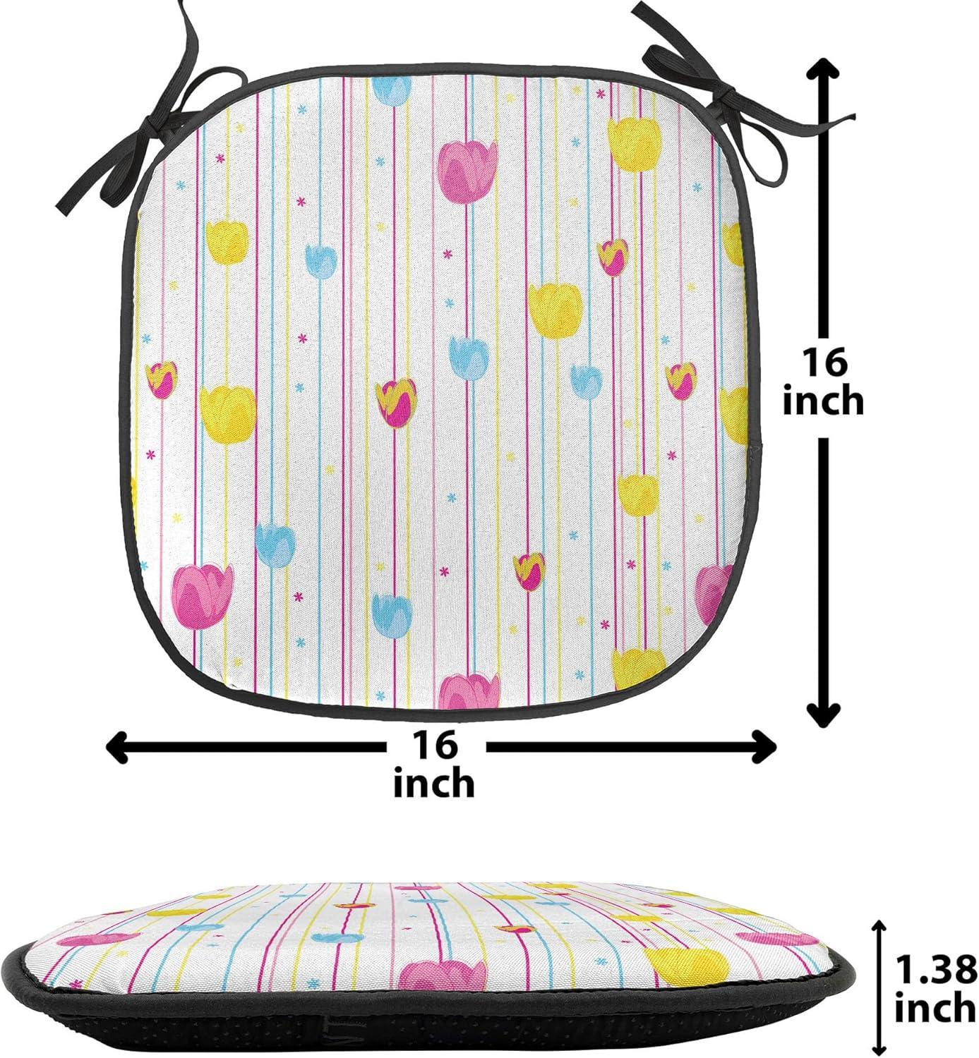 imageAmbesonne Valentines Chair Seating Cushion Set of 2 Arrows of Cupid Mythological Concepts Hearts with Love and Adoration Themes AntiSlip Seat Padding for Kitchen amp Patio 16x16 Black Red WhitePink Yellow Pale Blue