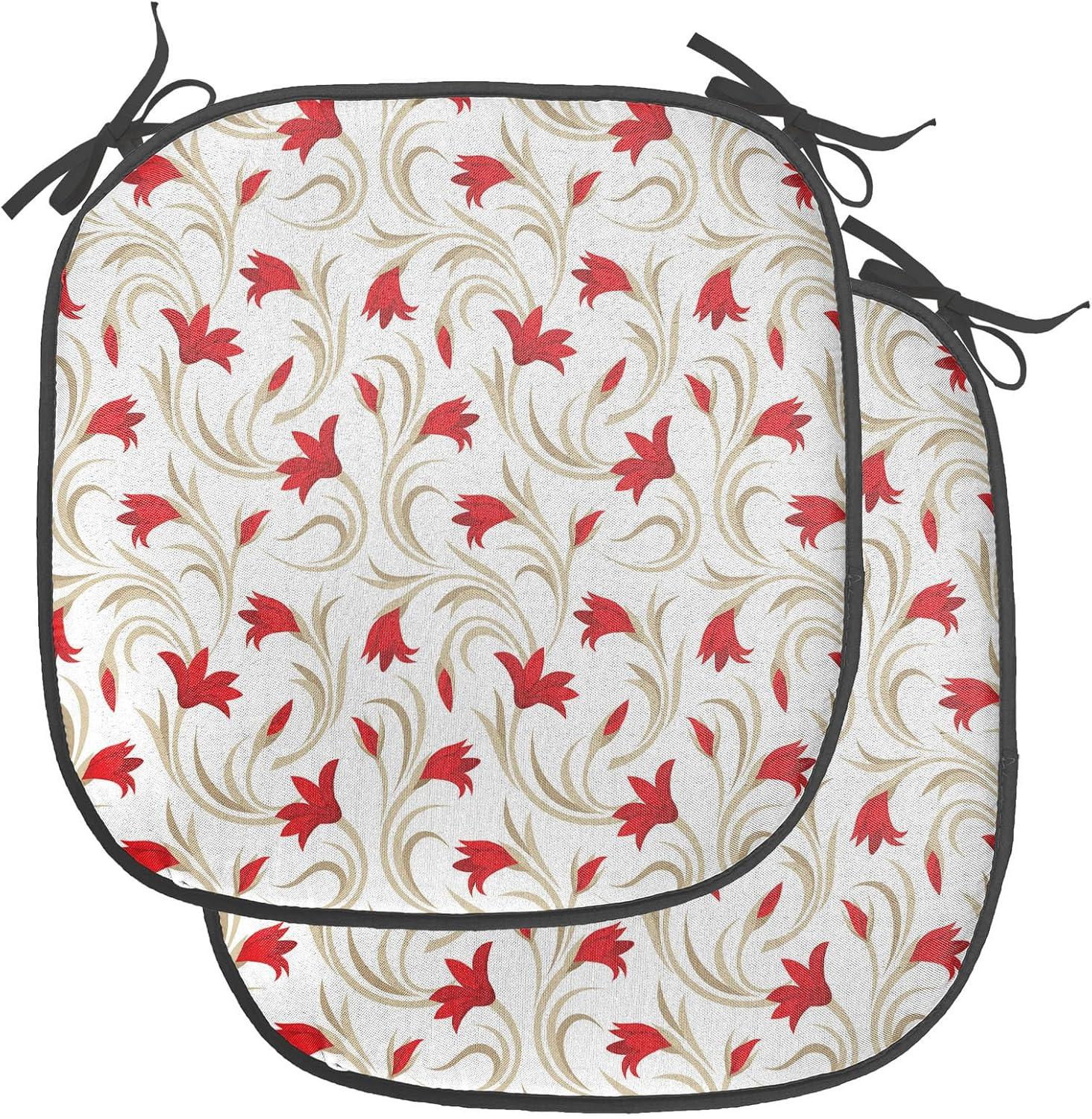 imageAmbesonne Valentines Chair Seating Cushion Set of 2 Arrows of Cupid Mythological Concepts Hearts with Love and Adoration Themes AntiSlip Seat Padding for Kitchen amp Patio 16x16 Black Red WhiteVermilion Beige