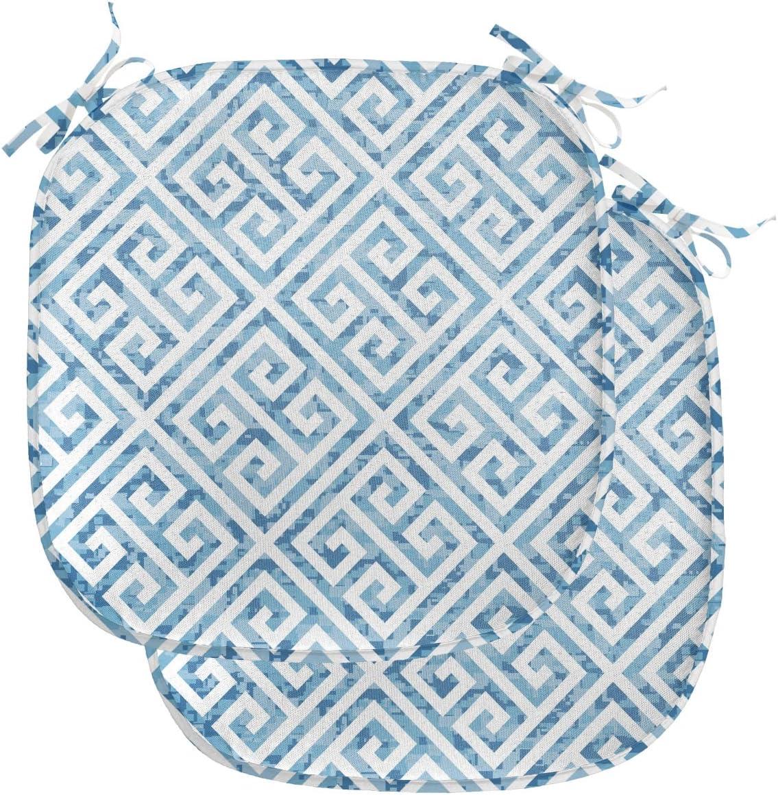imageAmbesonne Valentines Chair Seating Cushion Set of 2 Arrows of Cupid Mythological Concepts Hearts with Love and Adoration Themes AntiSlip Seat Padding for Kitchen amp Patio 16x16 Black Red WhitePale Blue and White