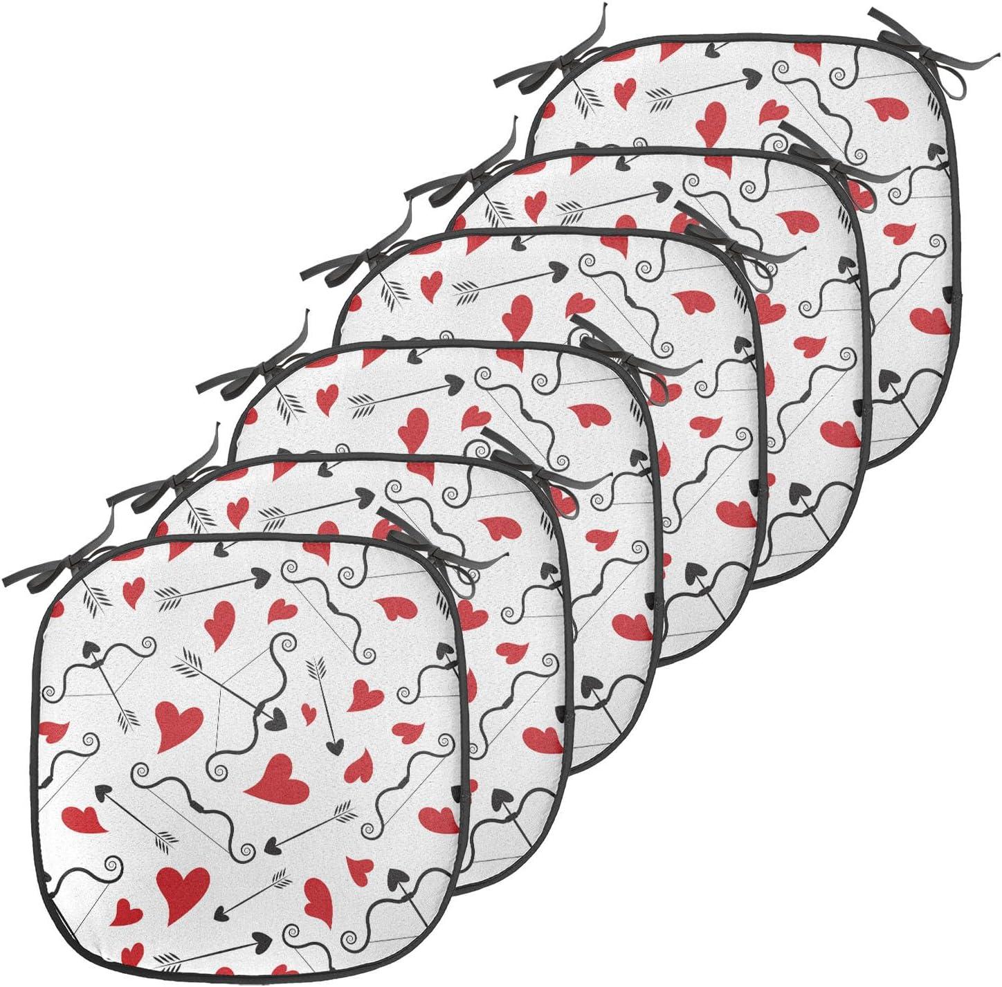 imageAmbesonne Valentines Chair Seating Cushion Set of 2 Arrows of Cupid Mythological Concepts Hearts with Love and Adoration Themes AntiSlip Seat Padding for Kitchen amp Patio 16x16 Black Red WhiteBlack Red White