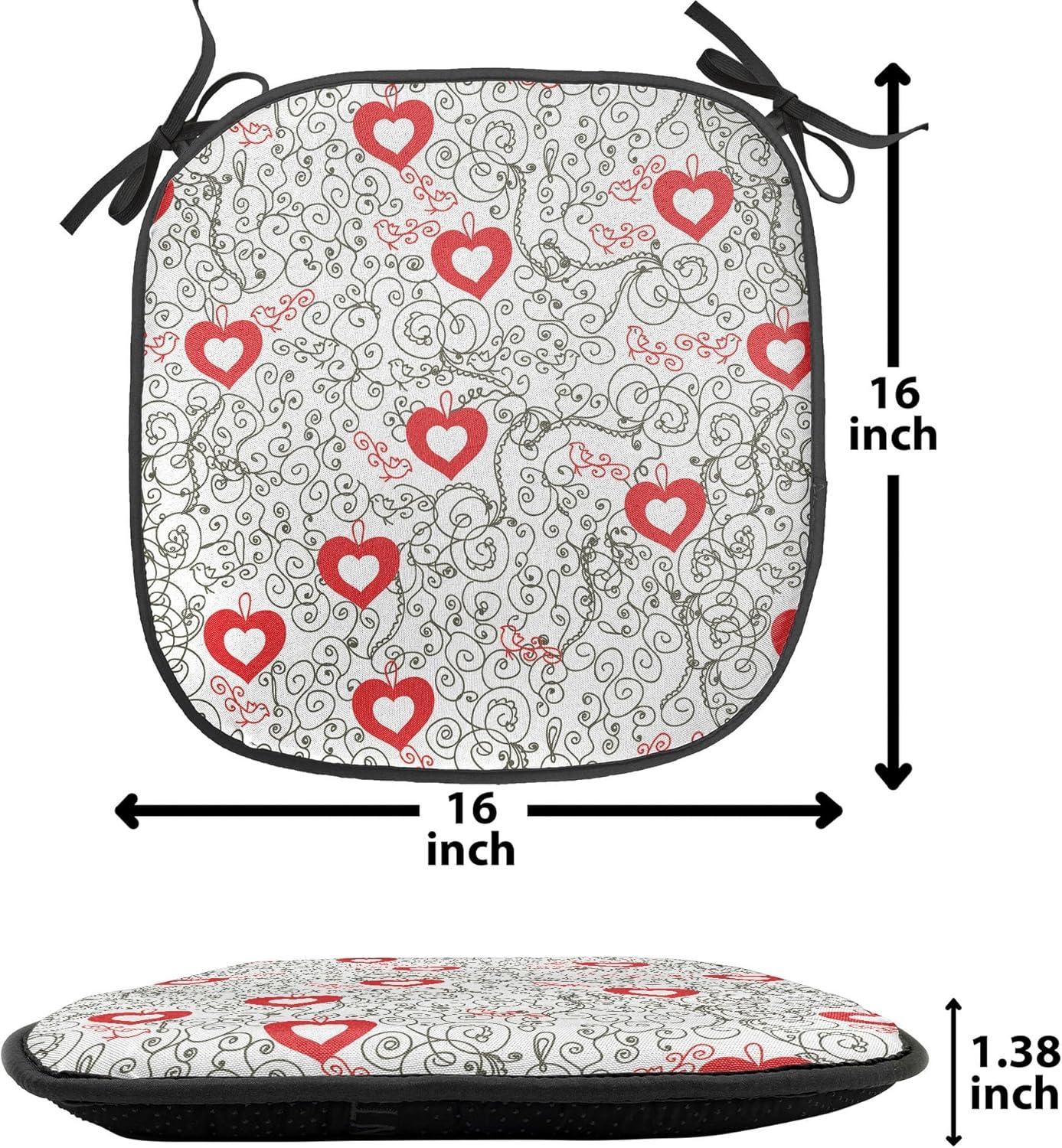 imageAmbesonne Valentines Chair Seating Cushion Set of 2 Arrows of Cupid Mythological Concepts Hearts with Love and Adoration Themes AntiSlip Seat Padding for Kitchen amp Patio 16x16 Black Red WhiteVermilion and Black
