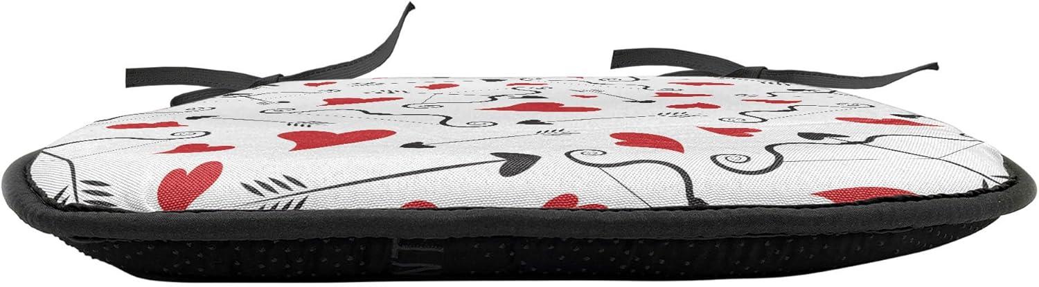 imageAmbesonne Valentines Chair Seating Cushion Set of 2 Arrows of Cupid Mythological Concepts Hearts with Love and Adoration Themes AntiSlip Seat Padding for Kitchen amp Patio 16x16 Black Red WhiteBlack Red White